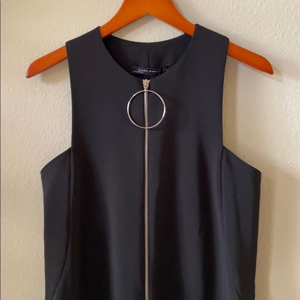 Zara Black Sleeveless Dress with Silver Zipper
